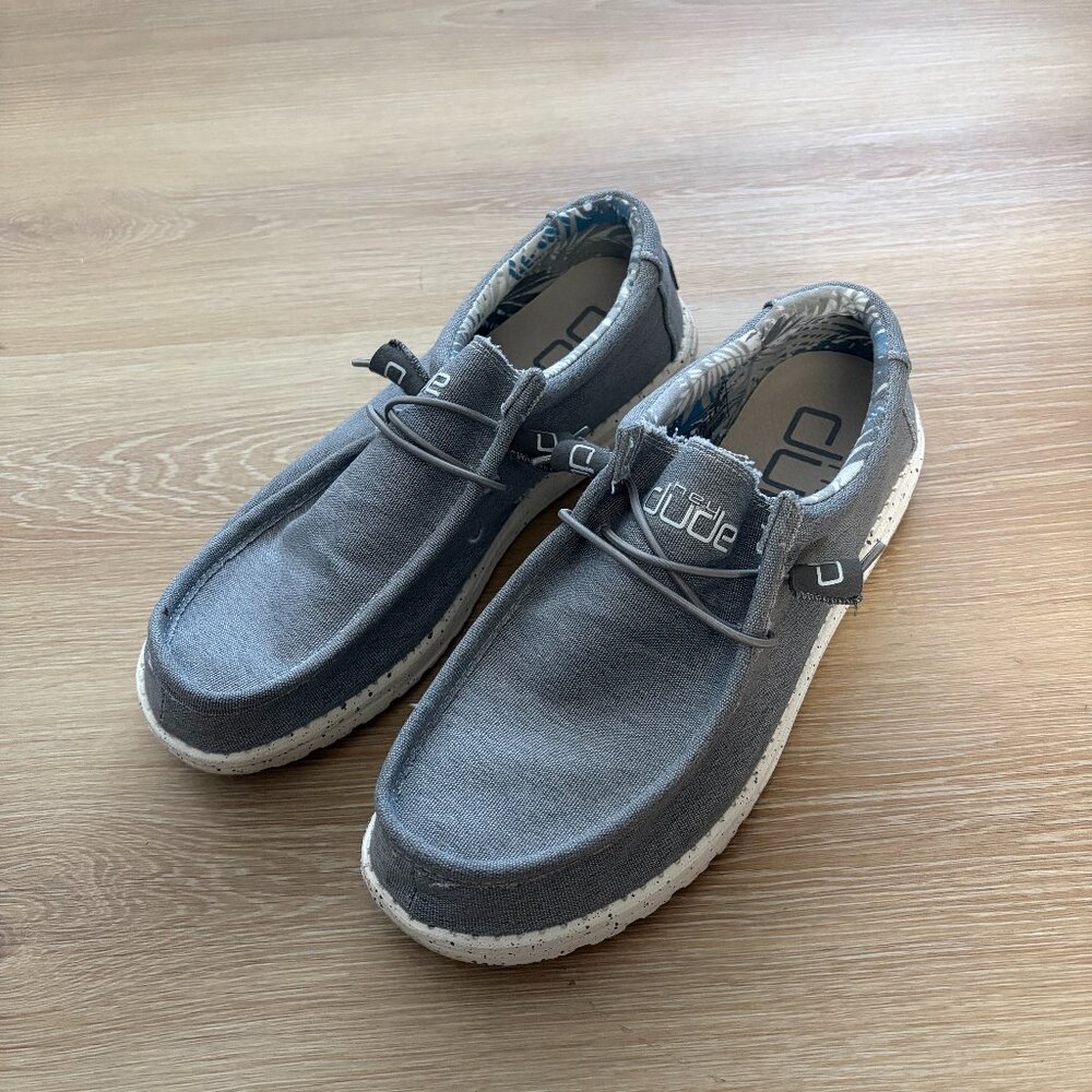 Hey Dude Gray Wally Shoes Size Men's 9 Stretch Iron